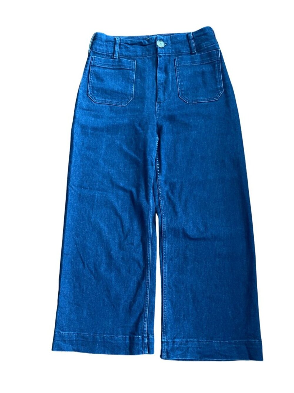 Anthropologie Maeve Colette Cropped Jeans Sz 28 High Rise Wide Leg Medium Demin